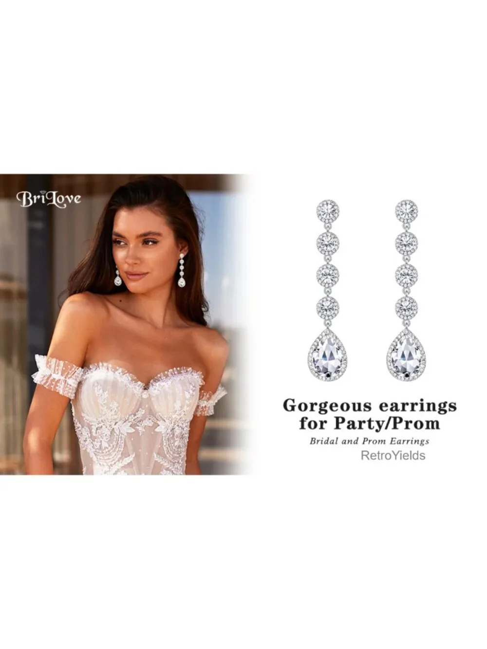 Wedding Chandelier Dangle Earrings for Bride - Crystal Teardrop Cluster Bridal